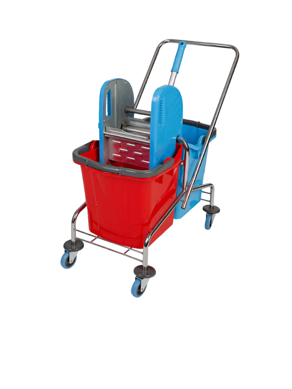 KROM ÇİFT KOVALI TEMİZLİK ARABASI
